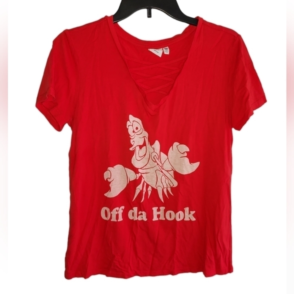 Disney Parks x Junk Food Red Sebastian OFF DA HOOK T-Shirt - Picture 1 of 4